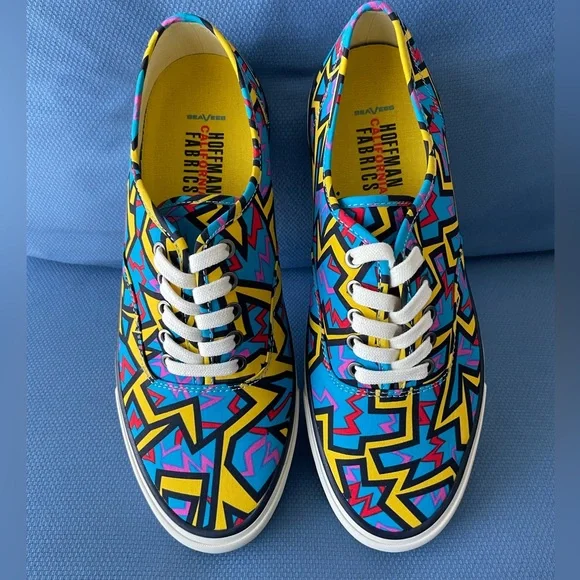SEAVEES NIB Legend Hoffman Sneaker Size 10 Blue Neon Confetti Poplin Twill - Picture 2 of 8